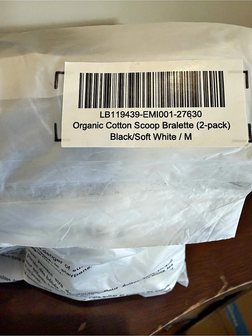 Quince Organic Cotton Scoop Bralette (2-pack) ) Black & White Medium NWT